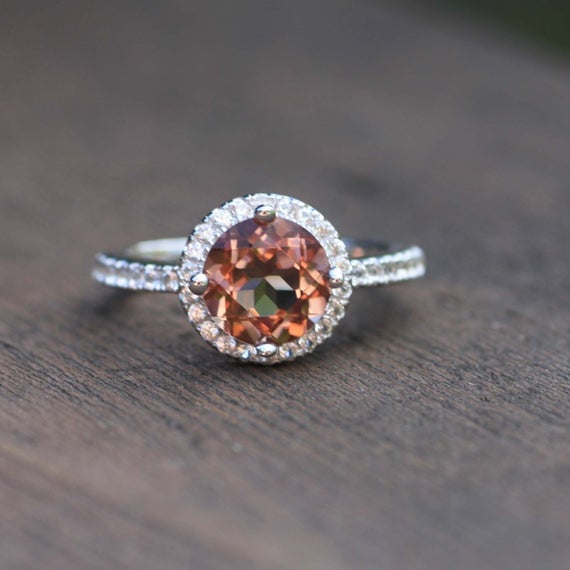 Color Change Diaspore Engagement Ring Sterling Silver 925 With Cubic Zirconias