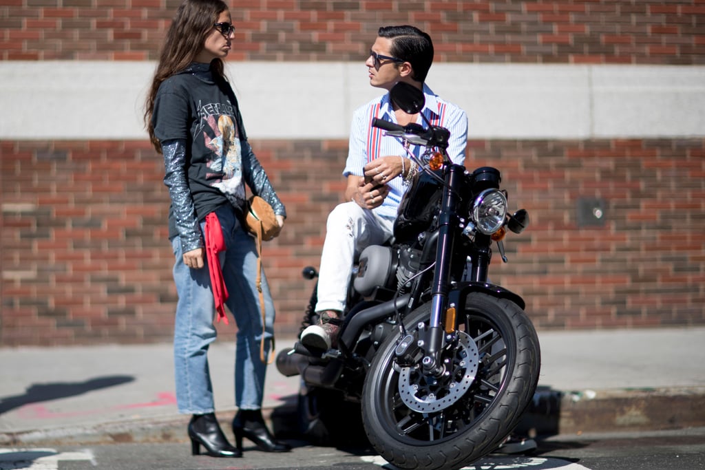 Embrace Your Inner Rock Star With a Metallic Turtleneck, a Band Tee, and a Pair of Black Boots