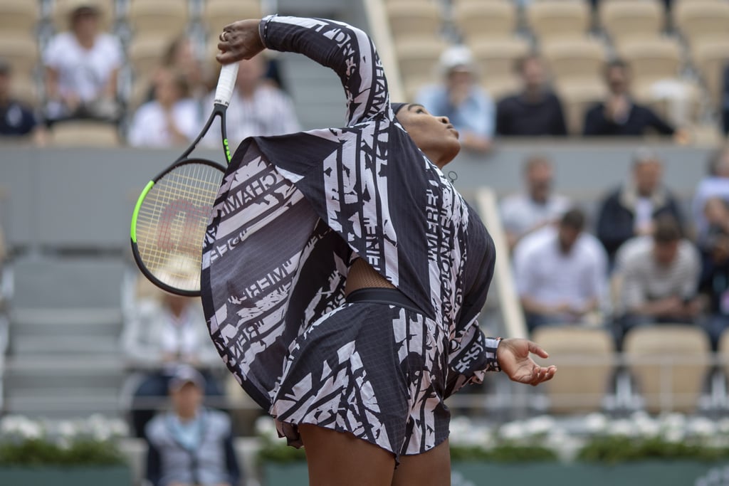 Serena Williams Off White Outfit With Text 2019 French Open