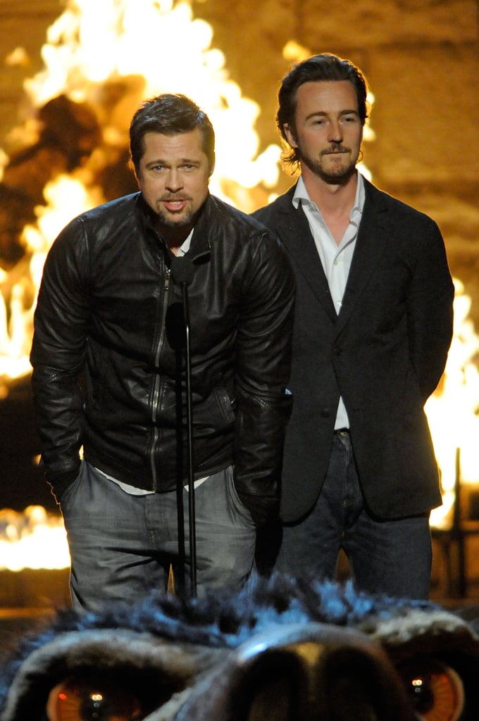 Brad Pitt was joined by Edward Norton in 2009 when they attended the Guys Choice Awards.