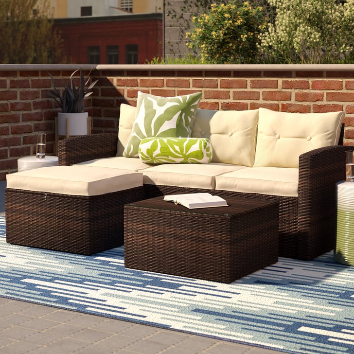 Arlington 3 Piece Rattan Sectional Seating Group With Cushions The