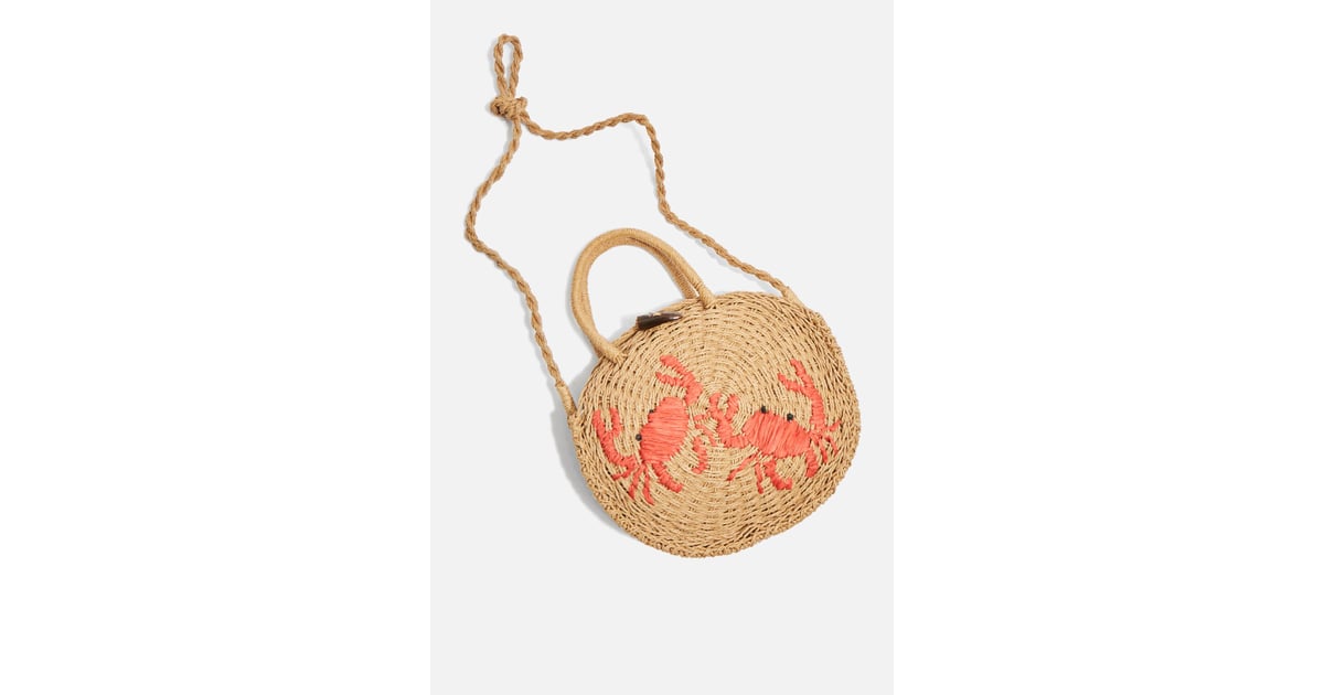 Crab Mini Round Straw Tote Bag Straw Bags POPSUGAR Fashion UK Photo 5