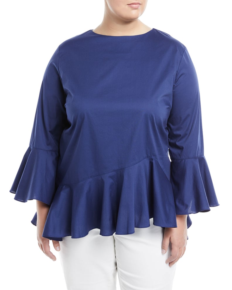 Neiman Marcus Asymmetric Peplum Blouse