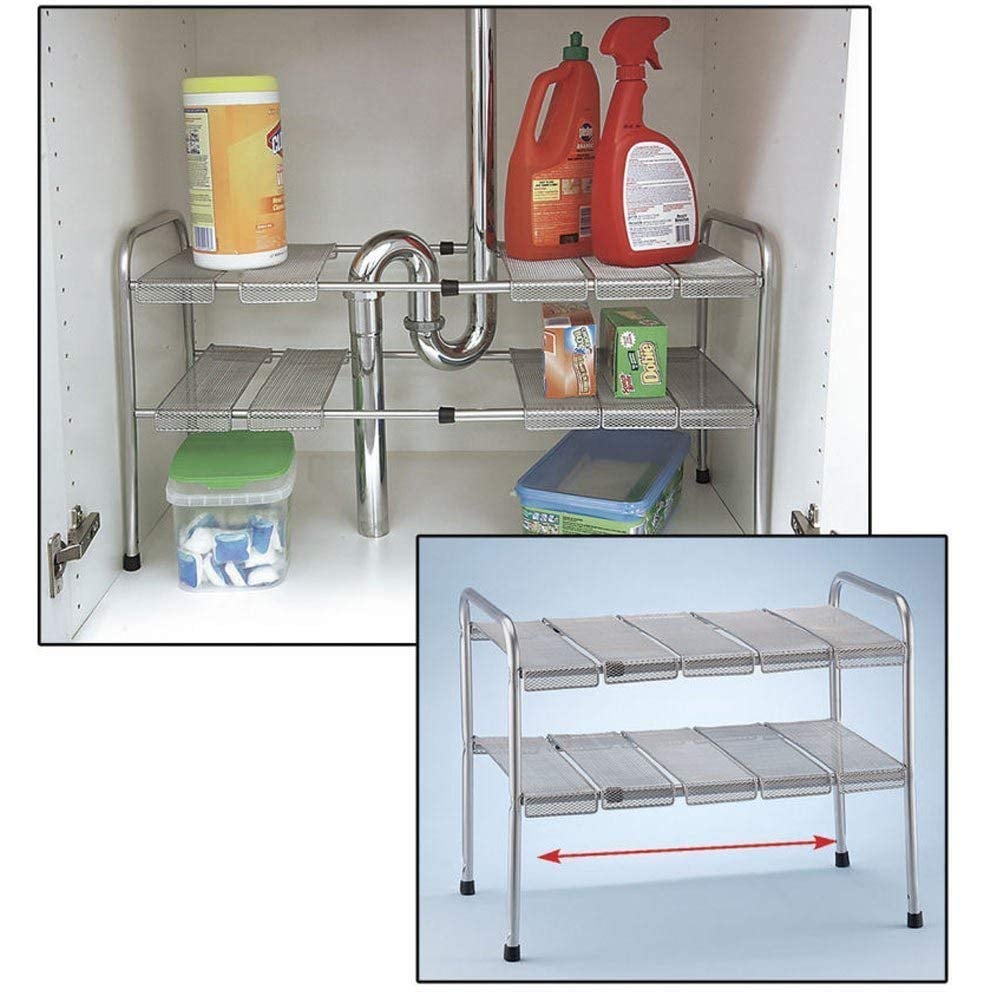 Atb TwoTier Expandable Adjustable Under Sink Shelf Storage Shelves Best Organizers For Small