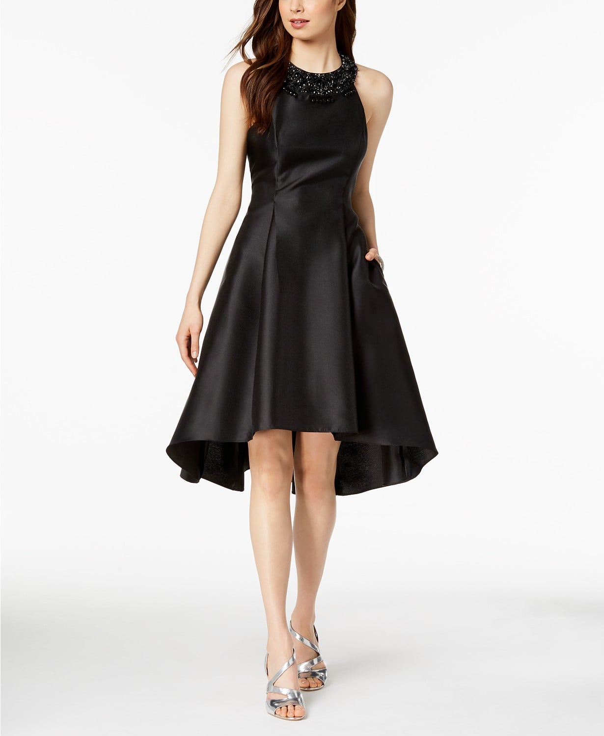 Adrianna papell black high shop low dress