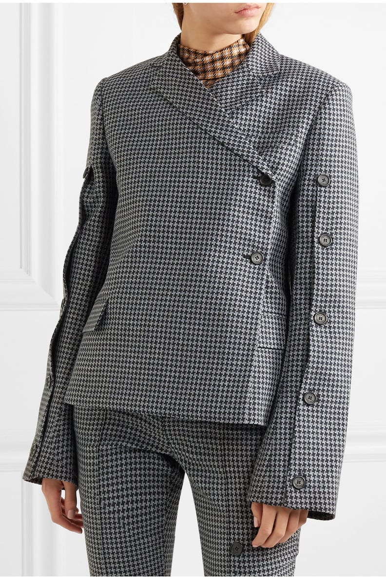 Rokh Button-Embellished Houndstooth Tweed Blazer