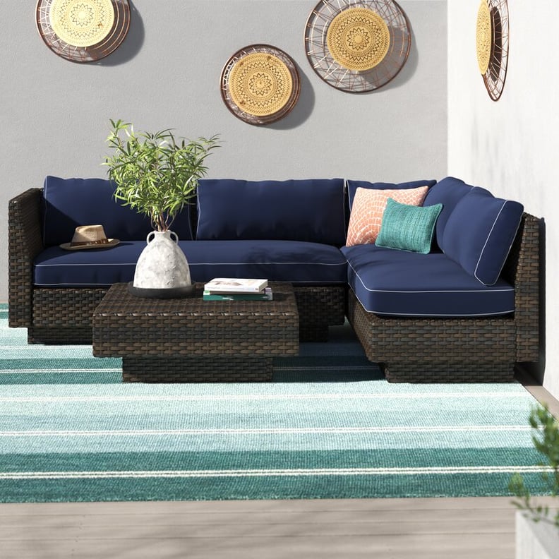 Mulford Outdoor 3-Piece Rattan Sectional Seating Group With Cushions