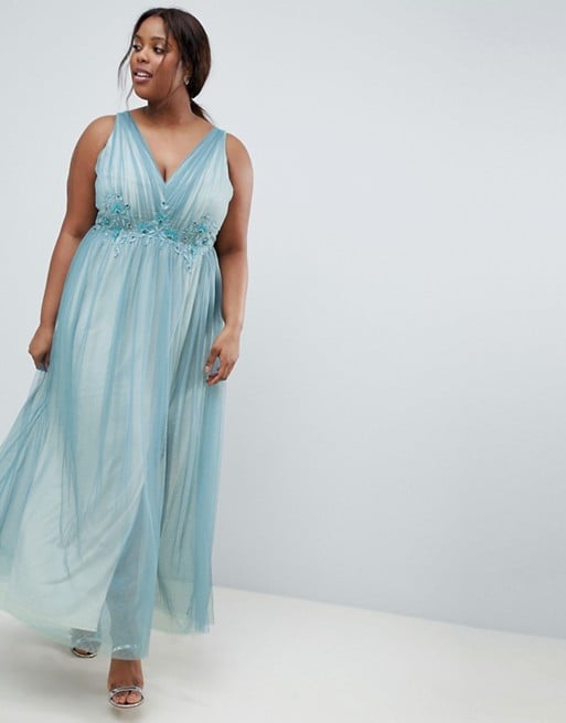 Little Mistress Full Tulle Maxi Dress With Embroidery