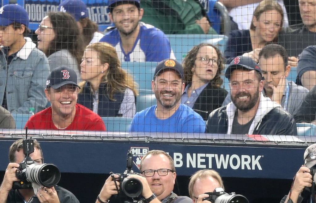 Matt Damon, Jimmy Kimmel, and Ben Affleck at World Series