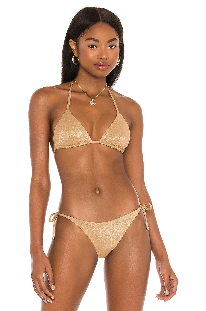 Vitamin A Gia Triangle Bikini Top in Golden Glow