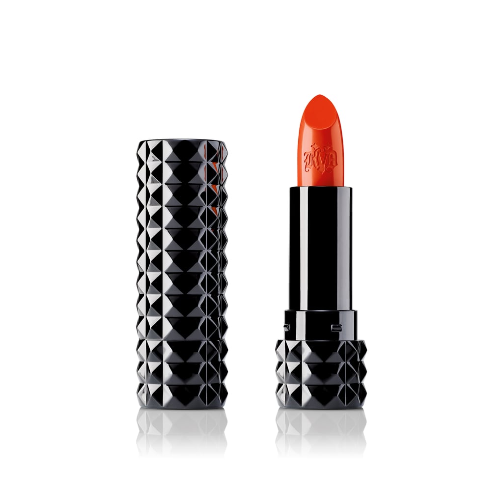Studded Kiss Crème Lipstick in A Go-Go (Satin Matte Neon Orange)