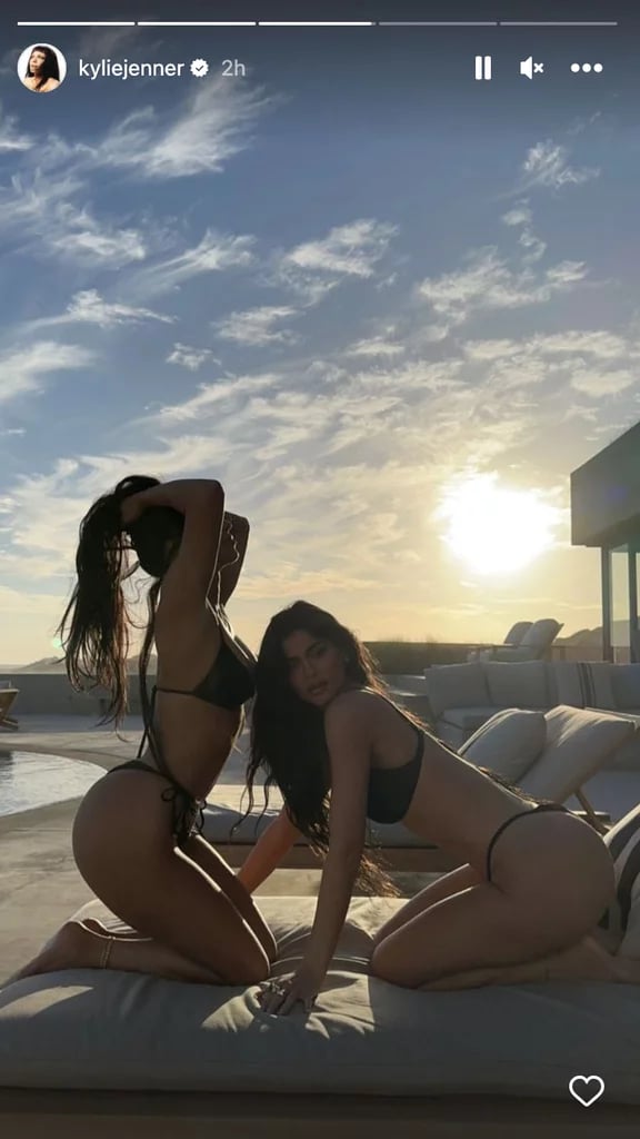 Kylie Jenner Wearing a Black Thongkini With Kim Kardashian