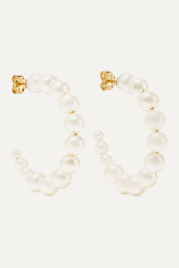 Chan Luu Gold-Plated Pearl Hoop Earrings