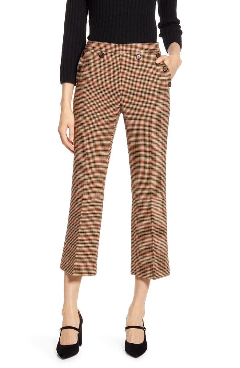 Halogen® x Atlantic-Pacific Check Kick Flare Pants