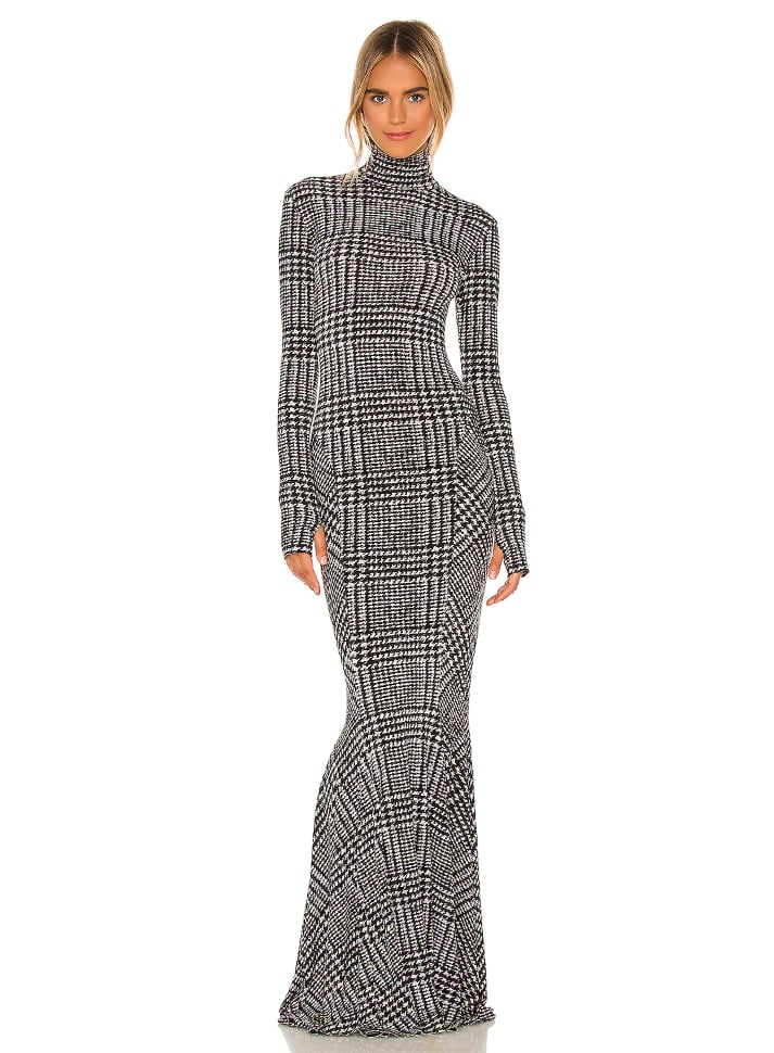 Best Winter Wedding-Guest Dresses: Norma Kamali Long Sleeve Turtle Fishtail Gown