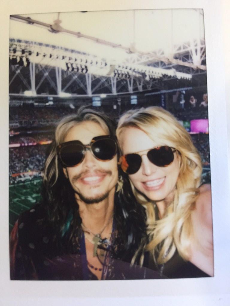 Britney Spears and Steven Tyler at the Super Bowl 2015