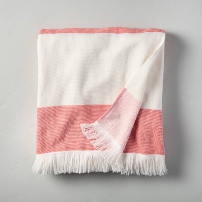 Hearth and Hand With Magnolia Bold Stripes Beach Towel for Two (Red/White)