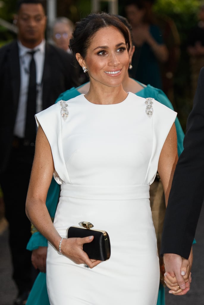 Meghan Markle White Theia Dress in Tonga October 2018