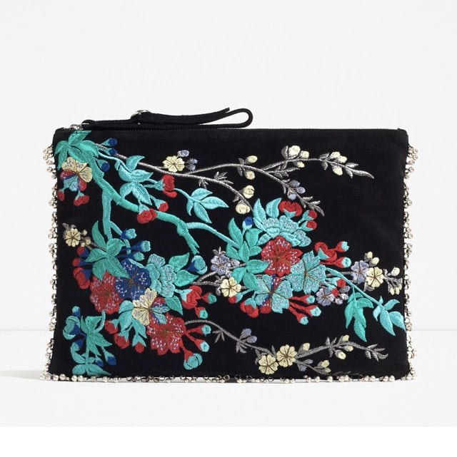 Zara Embroidered Leather Clutch ($50)