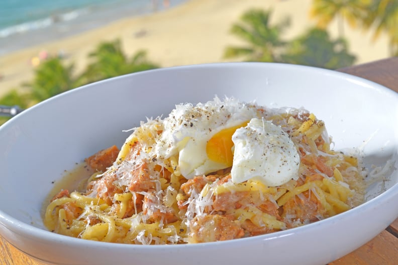 Spaghetti Carbonara With Longaniza a Caballo