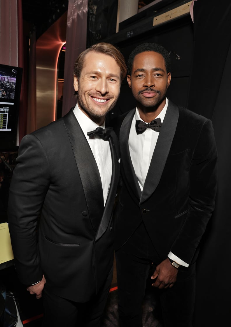 Glen Powell and Jay Ellis Backstage at the 2023 Golden Globes