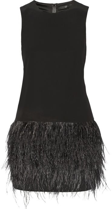 Tibi Cera Tuxedo Feather-Trimmed Crepe de Chine Minidress ($595) | Best ...
