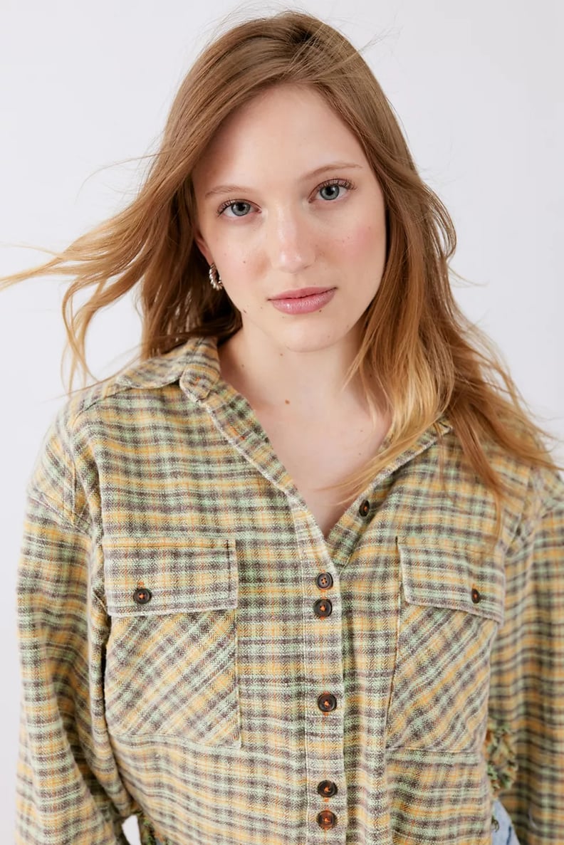 BDG Joey Flannel Cropped Button-Down Top