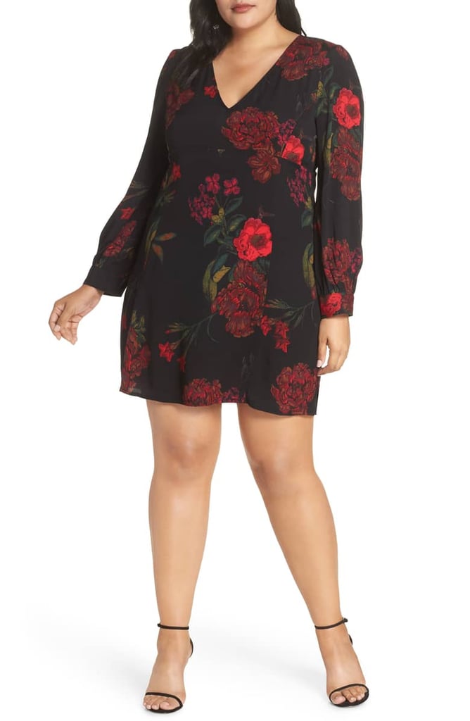 Leith V-Neck Floral Print Minidress