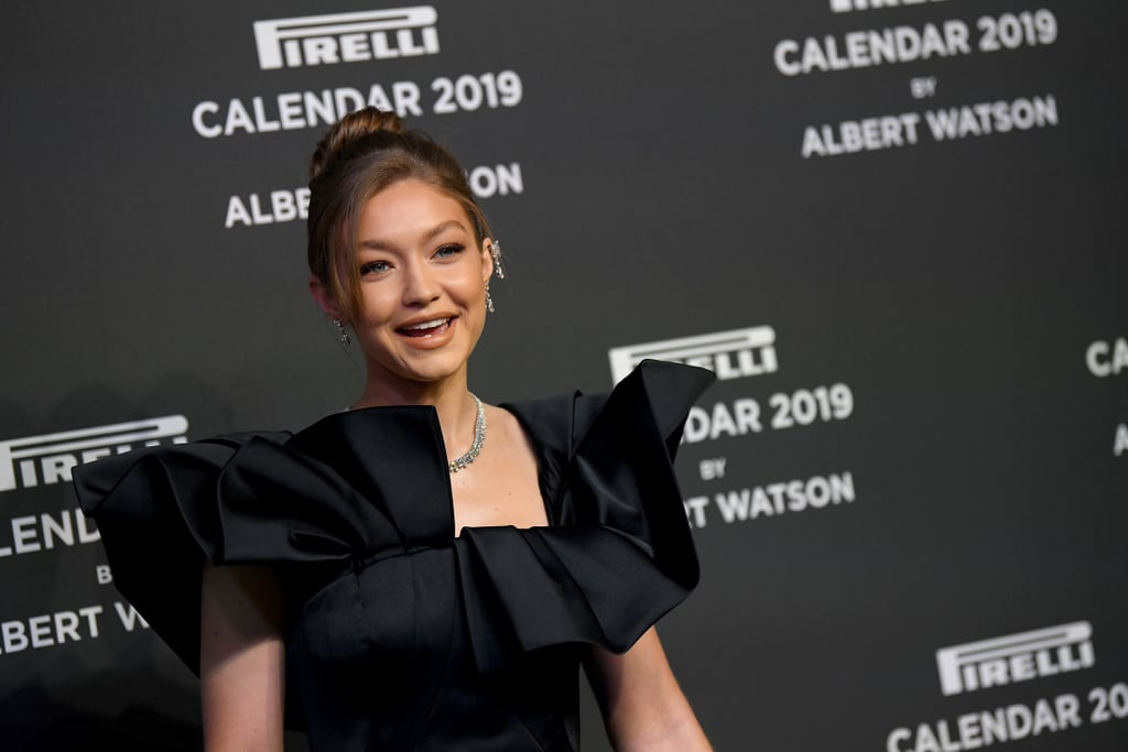 Gigi Hadid Black Zac Posen Dress at Pirelli Calendar Event