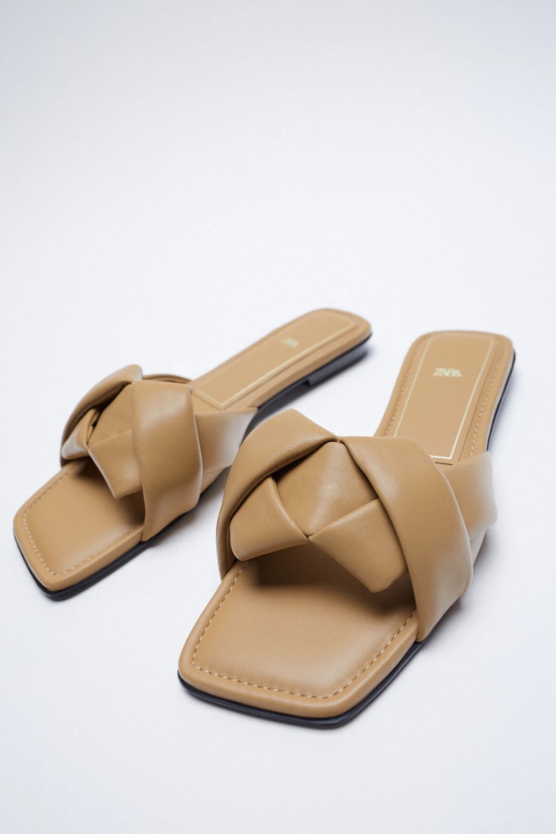 Zara Woven Flat Leather Sandals