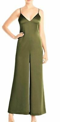 Whistles Khaki Green Relaxed Satin Strappy Jumpsuit