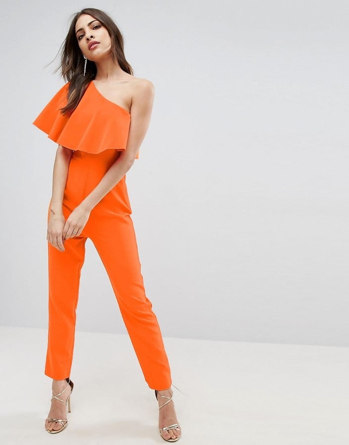 ASOS One-Shoulder Ruffle Jumpsuit