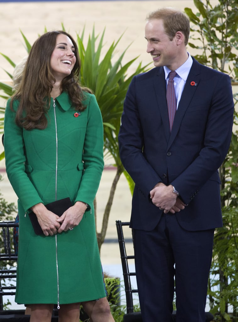 They exchanged sweet smiles in Hamilton, New Zealand, where they visited the National Cycling Center of Excellence during the royal tour.