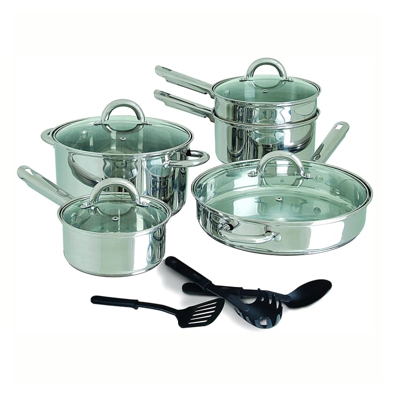 Gibson Home Abruzzo 12 Piece Stainless Steel Kitchen Pots Pans Cookware Set
