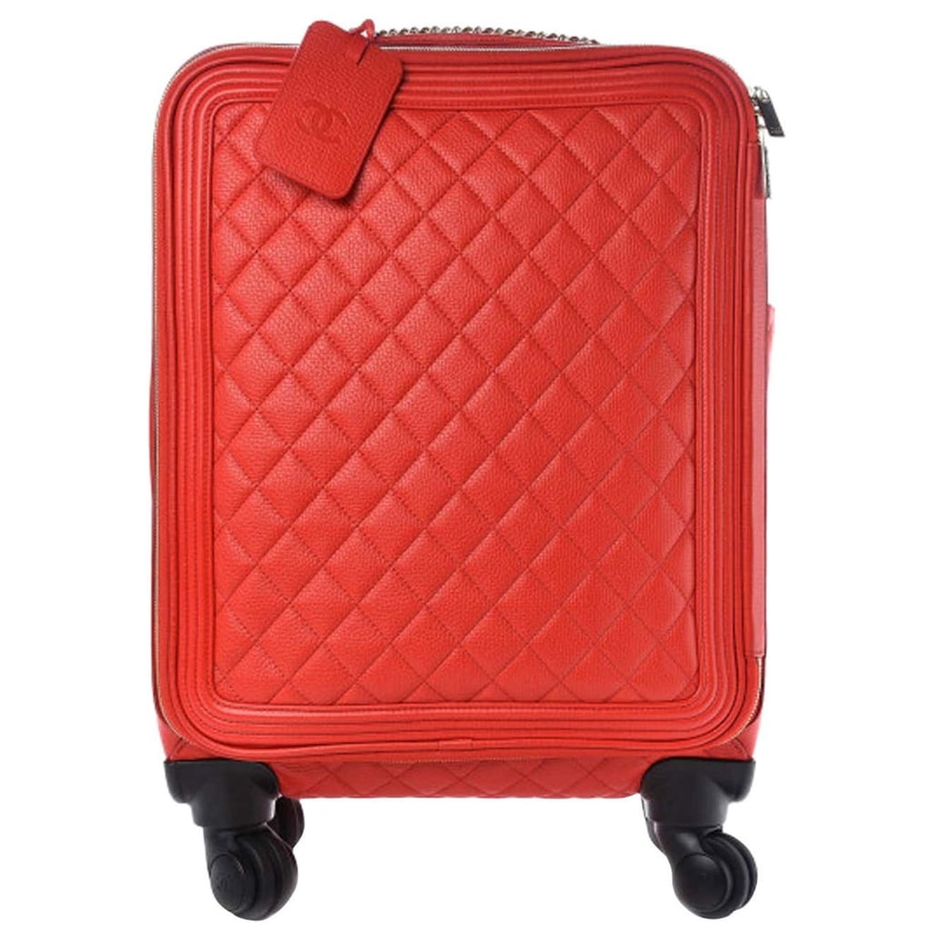 Chanel Red Quilted Suitcase Travel Bag Trolley Carry On