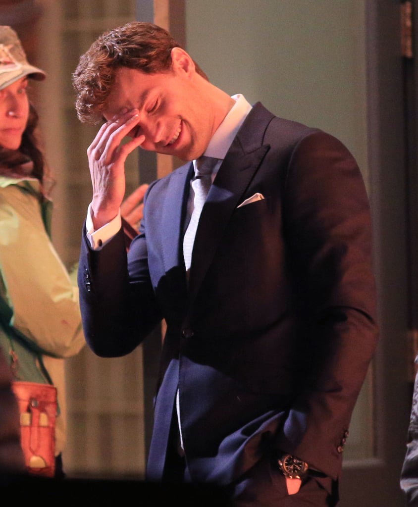 Dornan laughed on set.