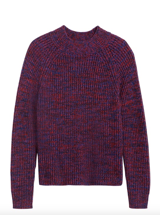 marled mock neck sweater
