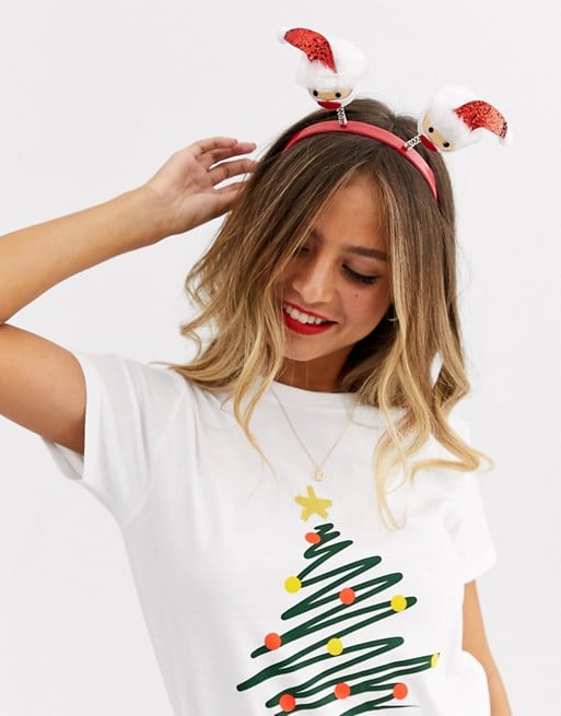 ASOS Design Holidays Headband With Santa Claus Boppers