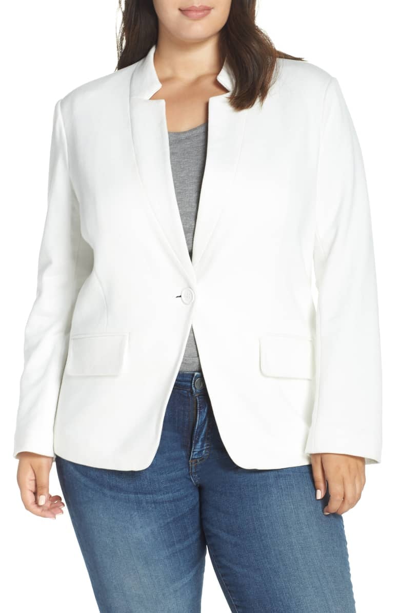 Gibson Inverted Notch Collar Cotton Blend Blazer