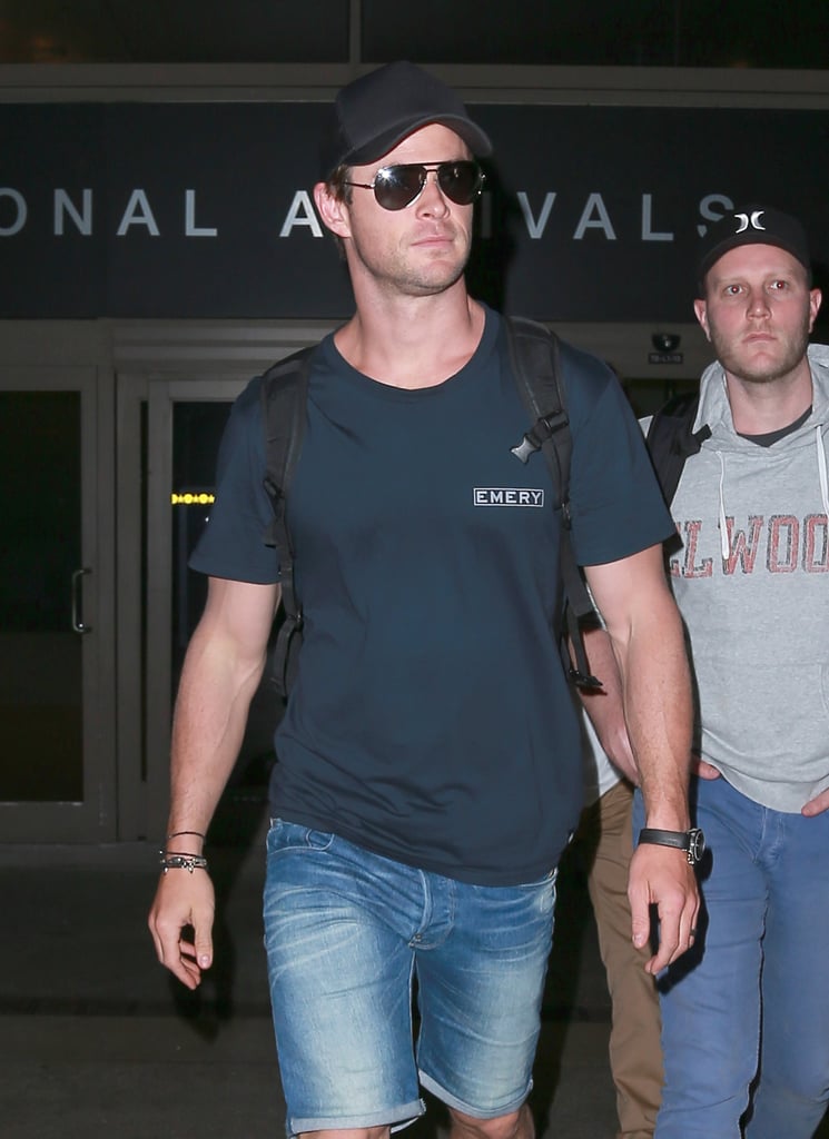 Chris Hemsworth Wearing Jean Shorts in LA