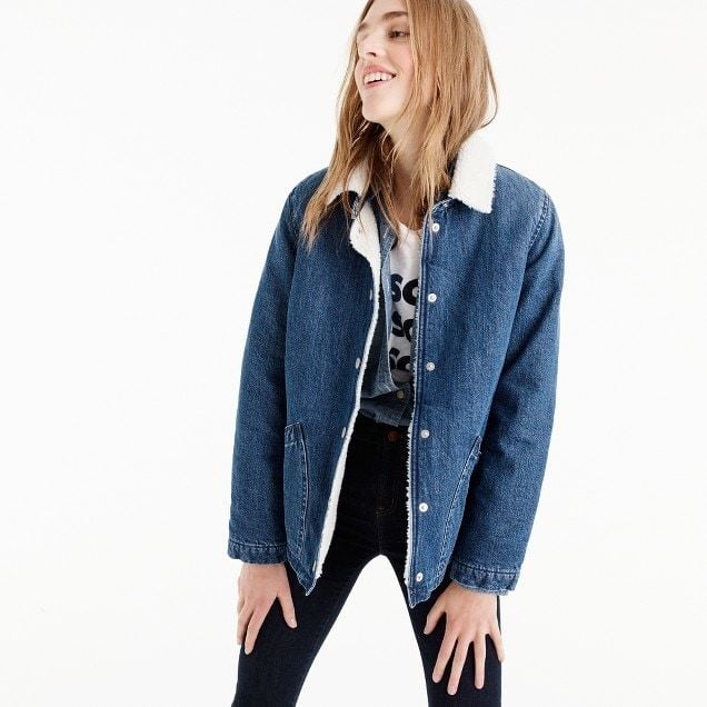 J.Crew Denim Sherpa Swing Jacket