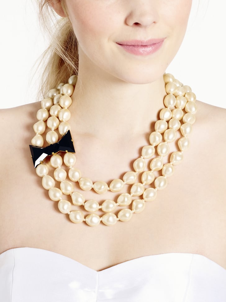 Kate Spade New York Black Tie Optional Three Strand Pearl Necklace
