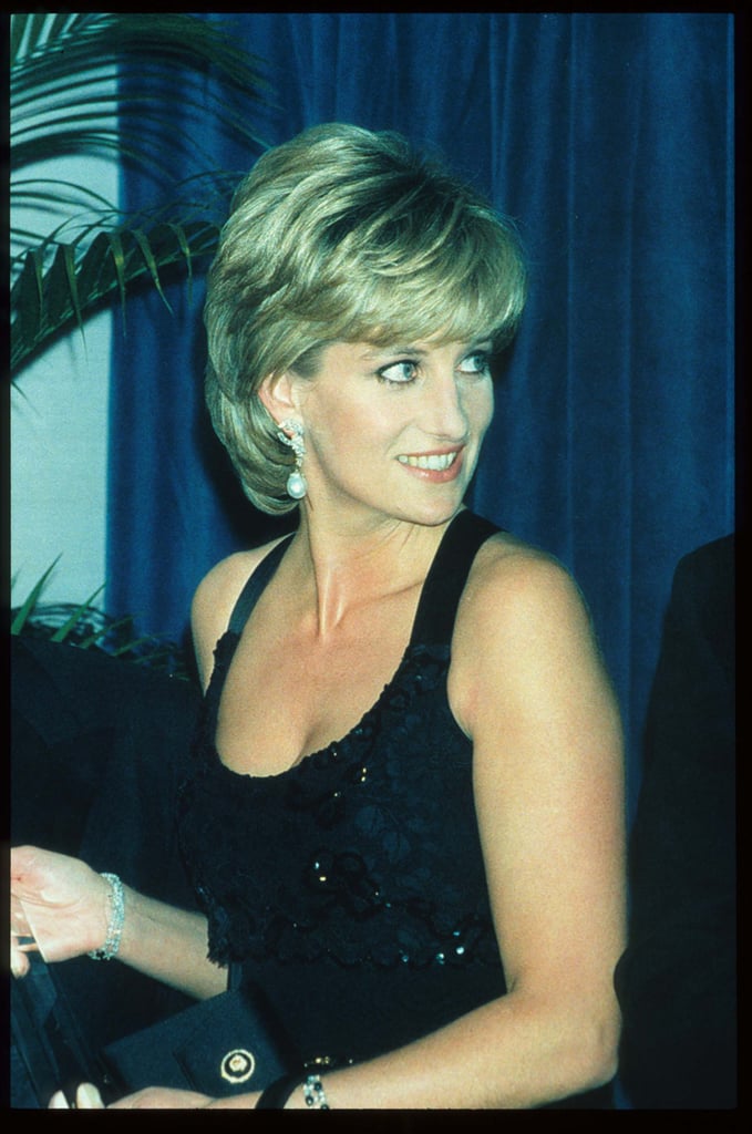 On glamorous evenings, Princess Diana added extra volume to her layered bob.