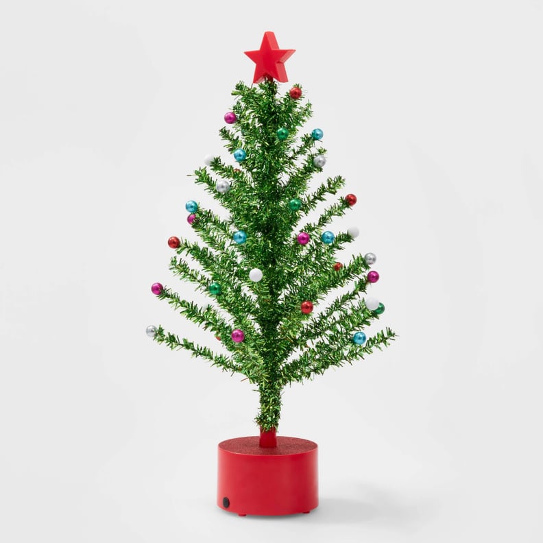 Rotating Light Up Tinsel Tree