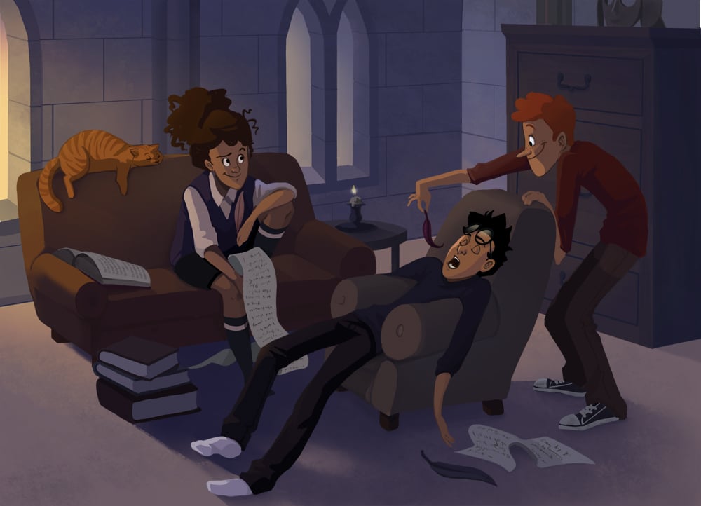 All Nighter With The Trio Harry Potter Fan Art