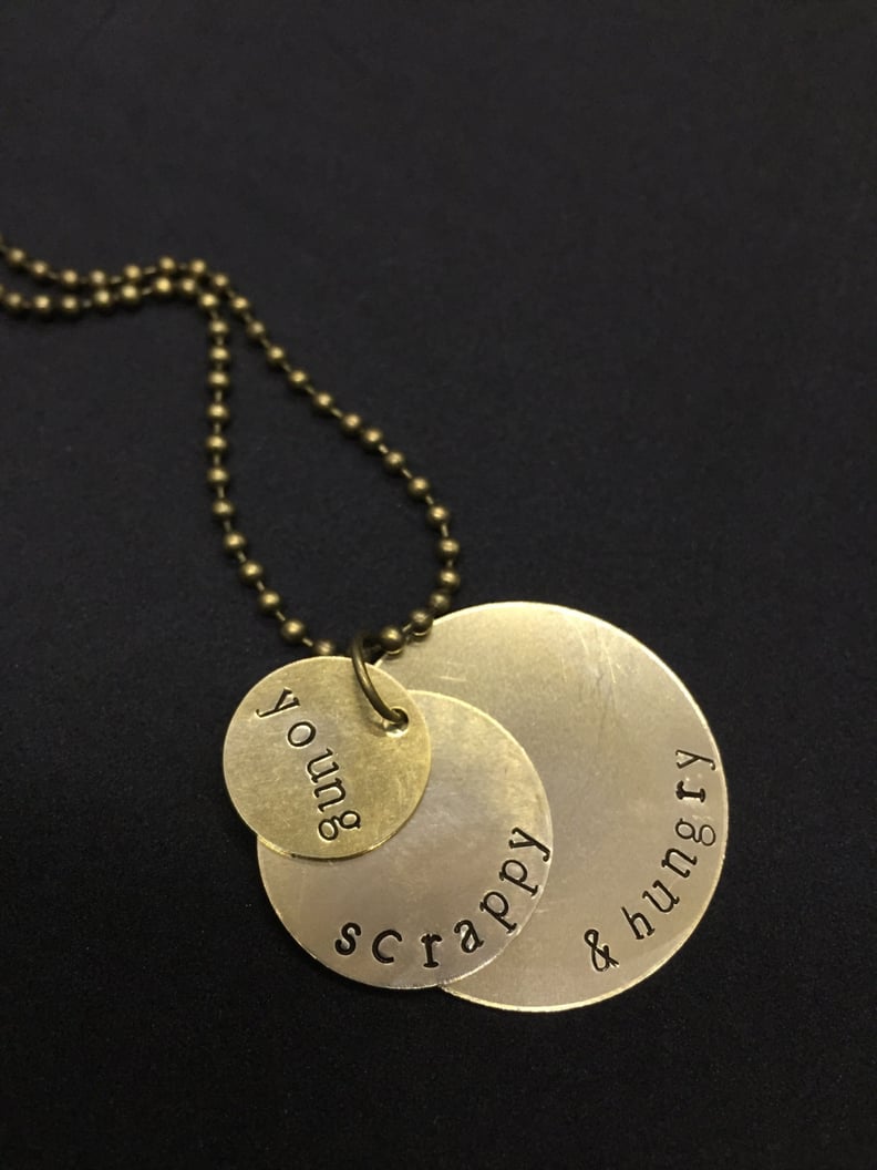 Young, Scrappy & Hungry Hamilton Stacked Stamped Pendant