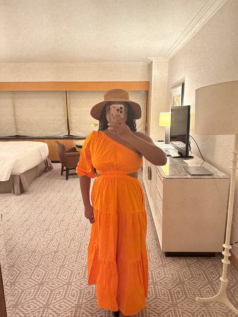 A One-Shoulder Dress and Sun Hat
