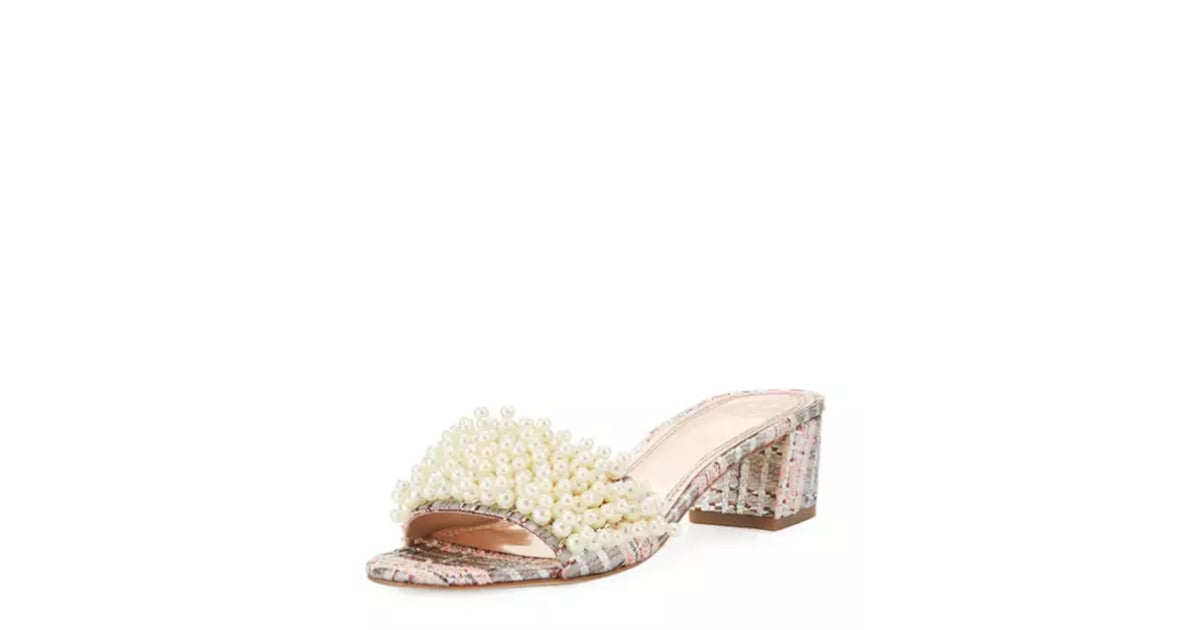 Tory Burch Tatiana Pearly Tweed Slide Sandal | Best Block Heels For ...