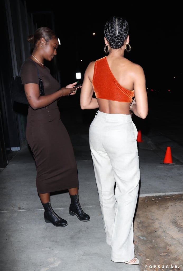 Lori Harvey's Velvet Orange Crop Top From Loudbrandstudios