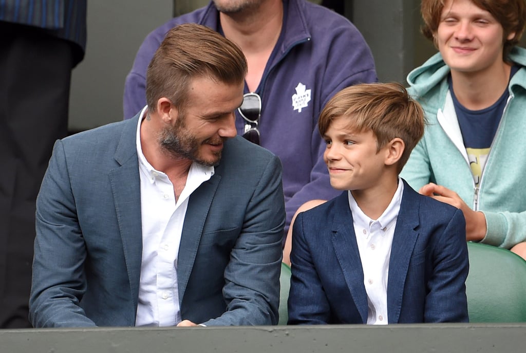 David and Romeo Beckham at Wimbledon 2015
